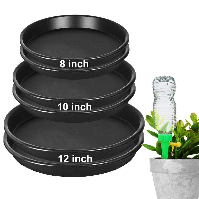 NABAOXUN 6Pack 8 10 12Inch Plastic Drip Trays Plant Saucers for Indoors Outdoor Plant  Thick Heavy Durable Sturdy Flower Pot Trays for Pots Planter  Black - Image 1